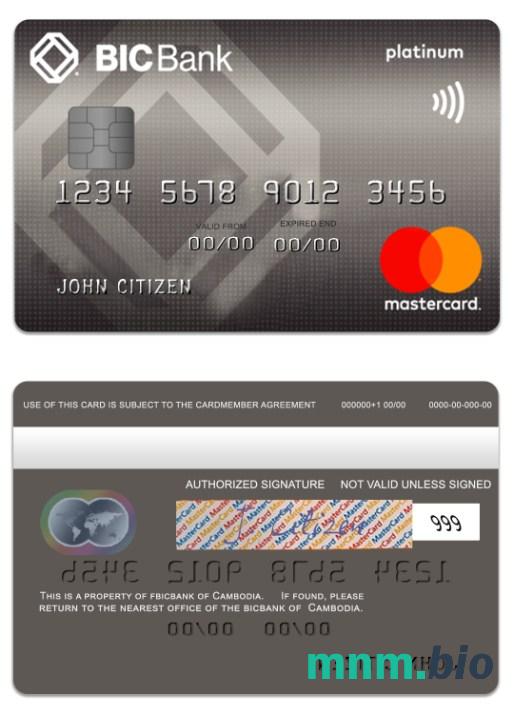 Cambodia BICBank credit platyna przykład karty mastercard w formacie PSD